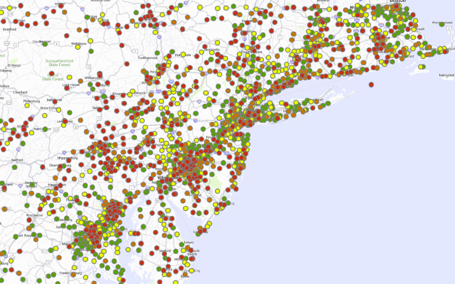 Map of potential flipped houses  in the U.S for real estate investing