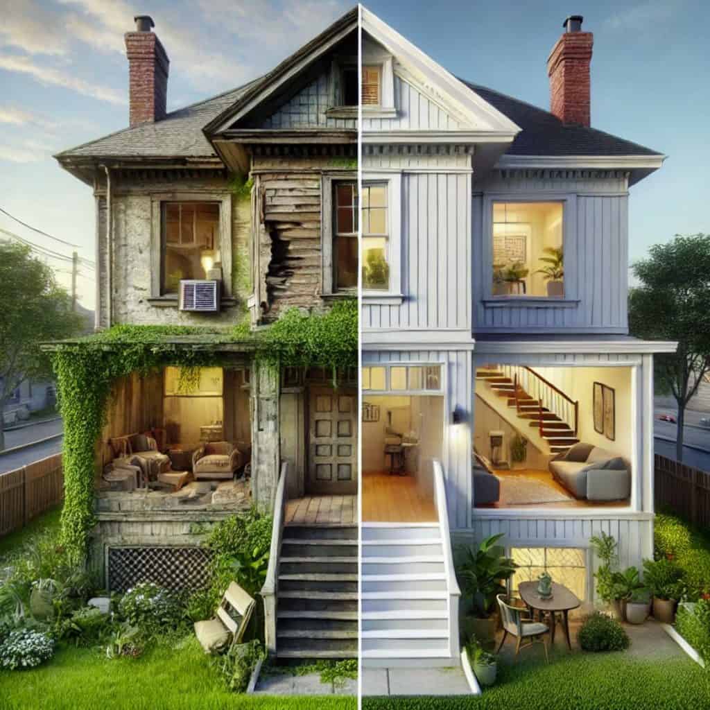 before and after of a flipped house